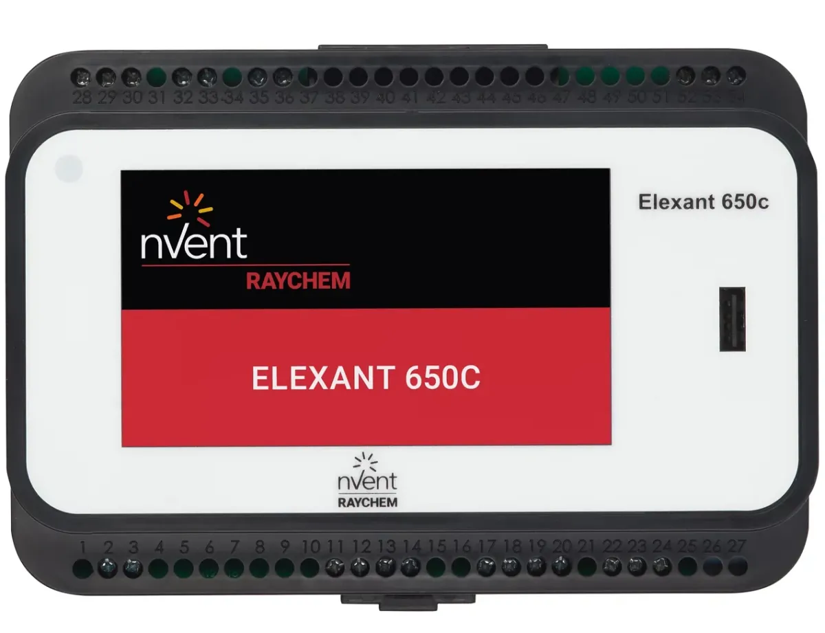Raychem Elexant 650c controller.  A rectangular black case with a 4.3" colour screen.